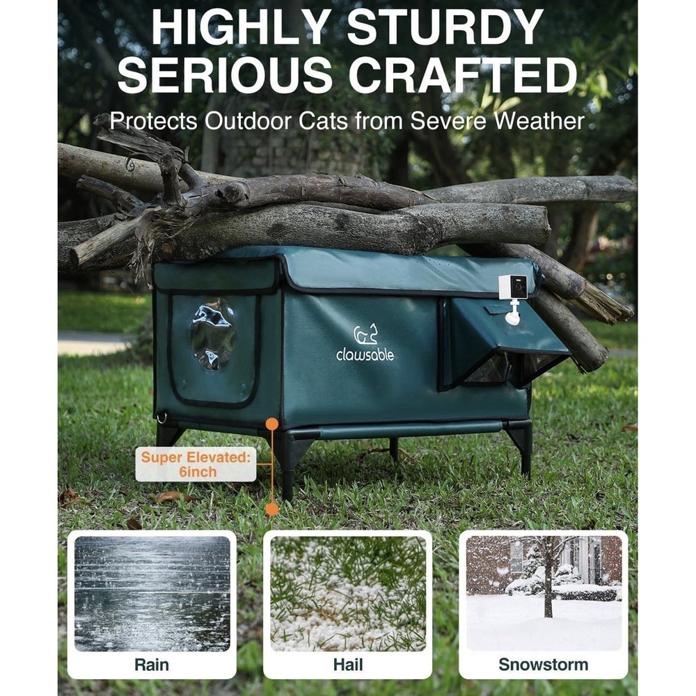 Indestructible Heated Cat House For Outside Winter 100% Waterproof Safe Escape